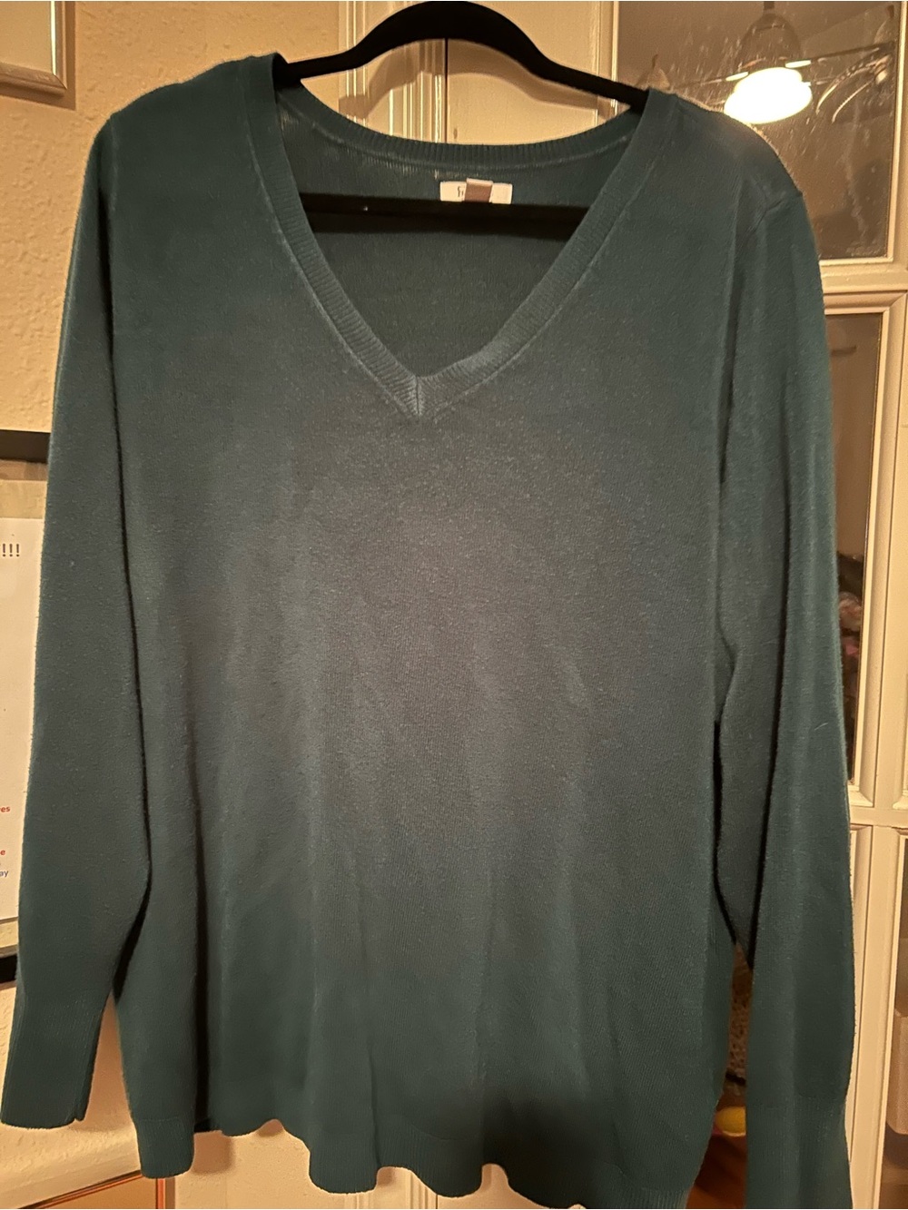 Women’s V-Neck Sweater in Hunter green - Classic Lightweight Knit